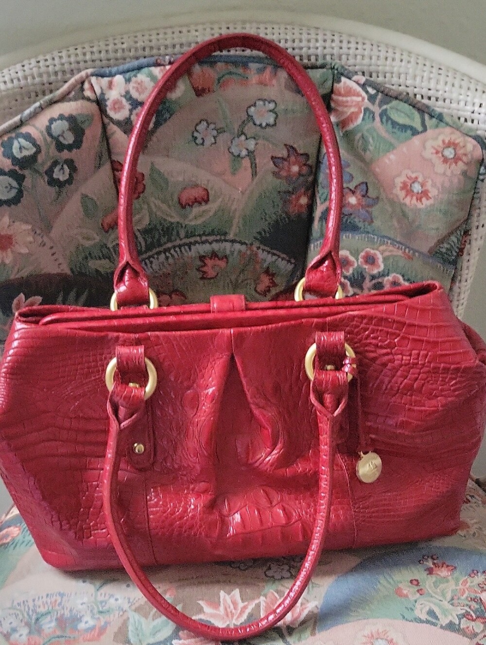Red Croc-Embossed Tote Bag - Women